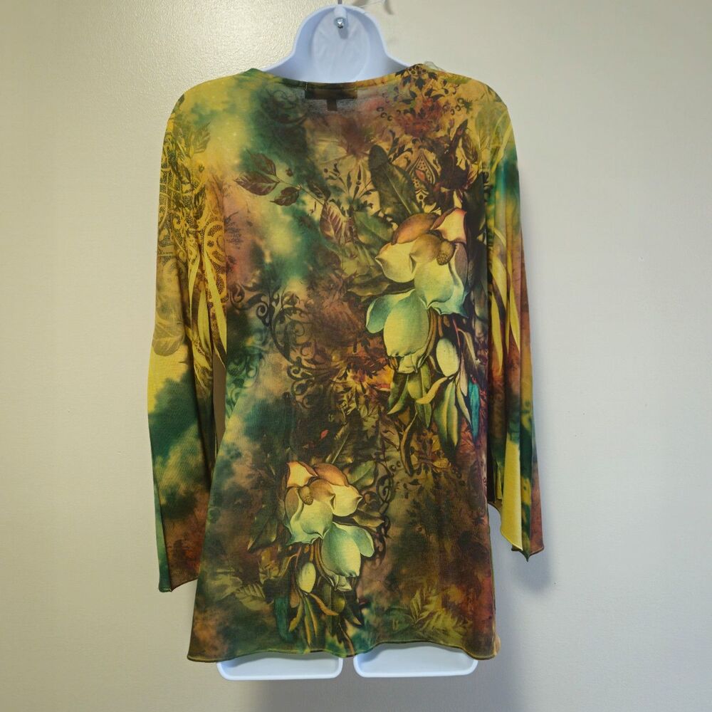 B.L.E.U. Floral Bell Sleeve Top Whimsigoth Fairycore Abstract Artsy Women XL - Picture 5 of 9